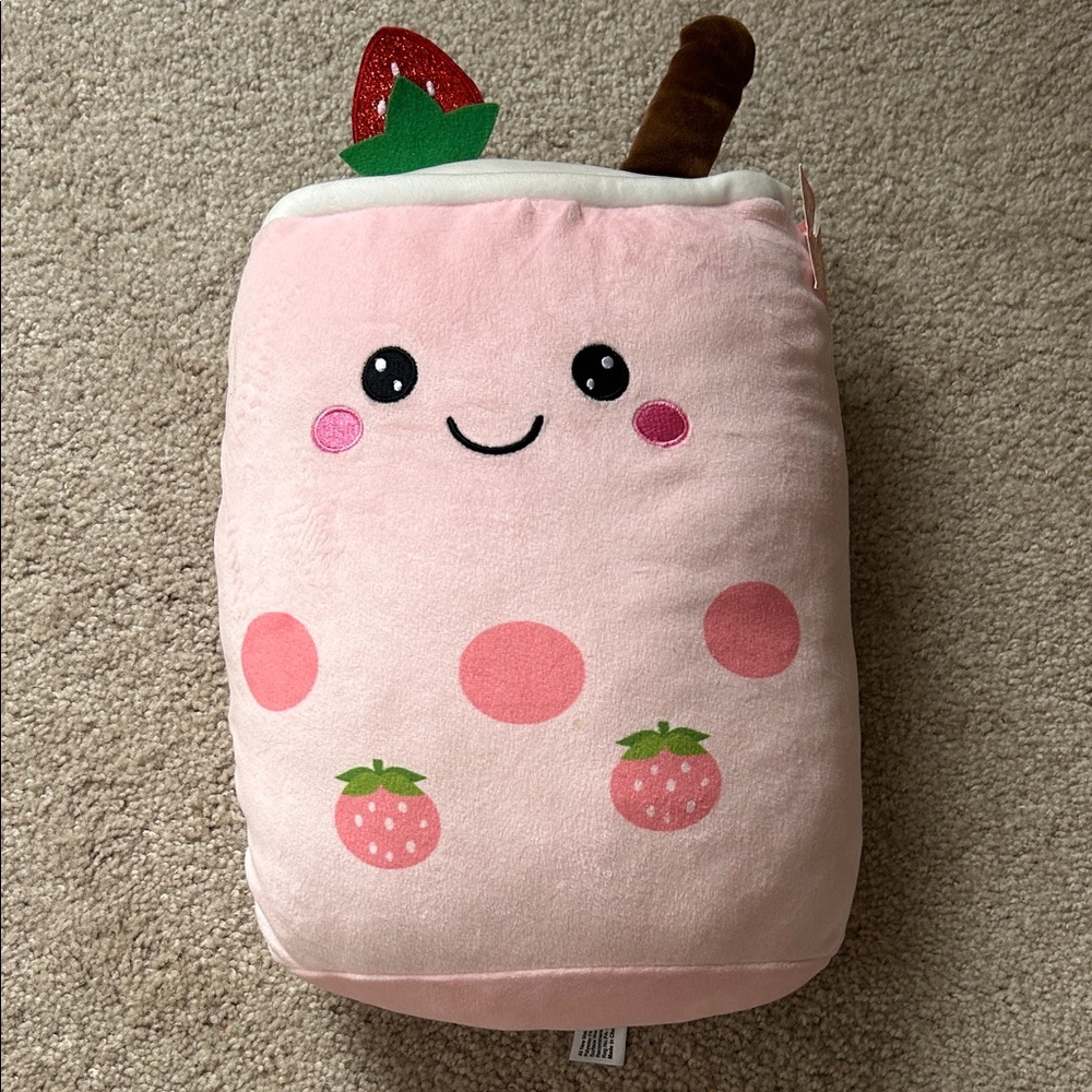 Strawberry Boba Tea Plush Toy